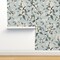 Flowers On Blue White Floral Traditional Honeybee Farmhouse Faux Texture Citrus Custom Removable Wallpaper by Spoonflower Peel & Stick Wallpaper 2FT Wide